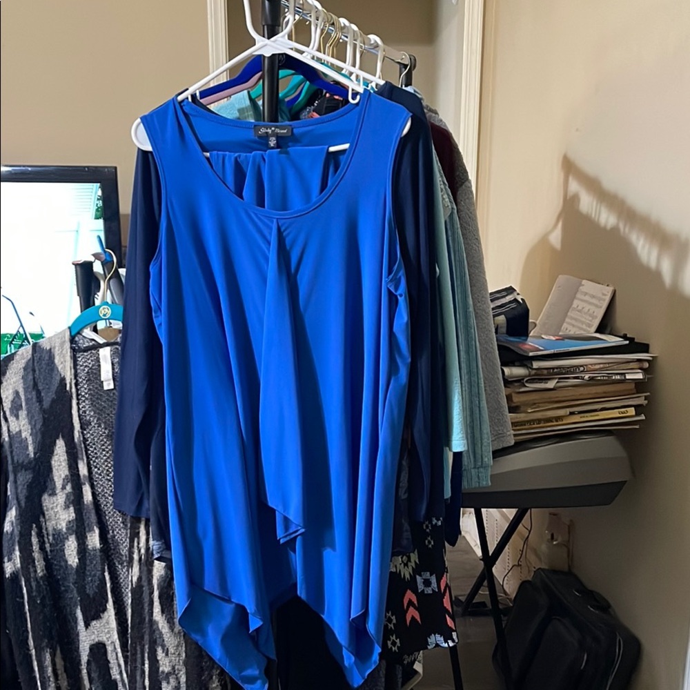 Cato Blue Asymmetrical Bodysuit